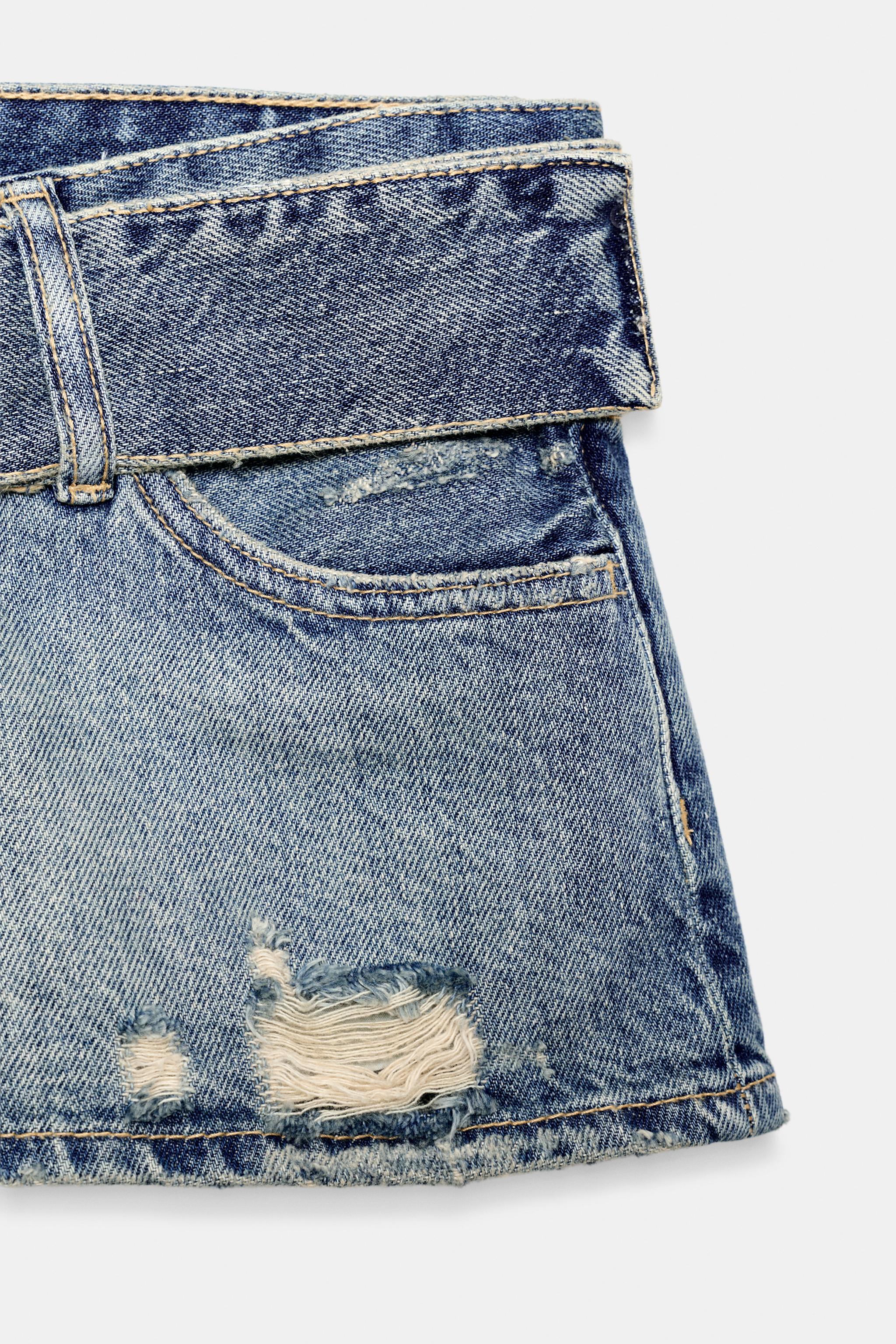 BELTED TRF DENIM SHORTS
